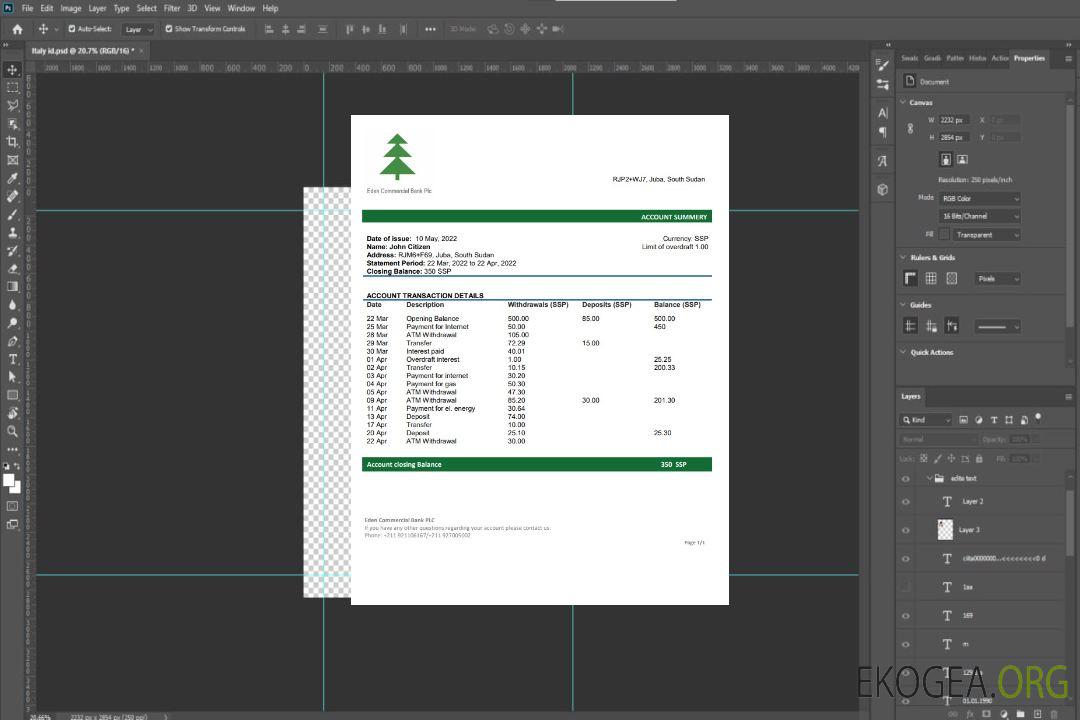 Déclaration de la Eden Commercial Bank du Soudan du Sud template Déclaration de la Eden Commercial Bank du Soudan du Sud template